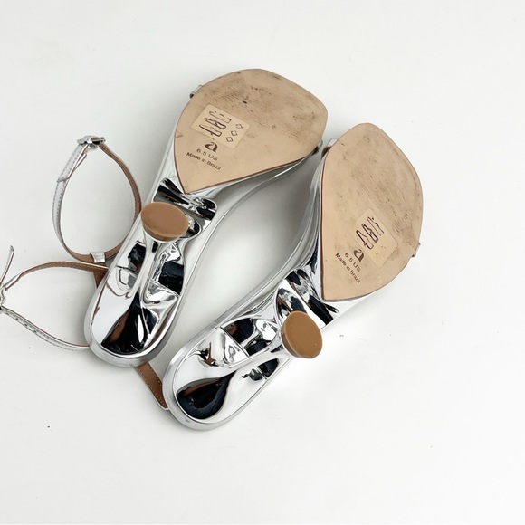 ARCH Lovestruck Silver Chrome Adjustable Ankle Straps Heart Inspired Heels 6.5 - Picture 3 of 8